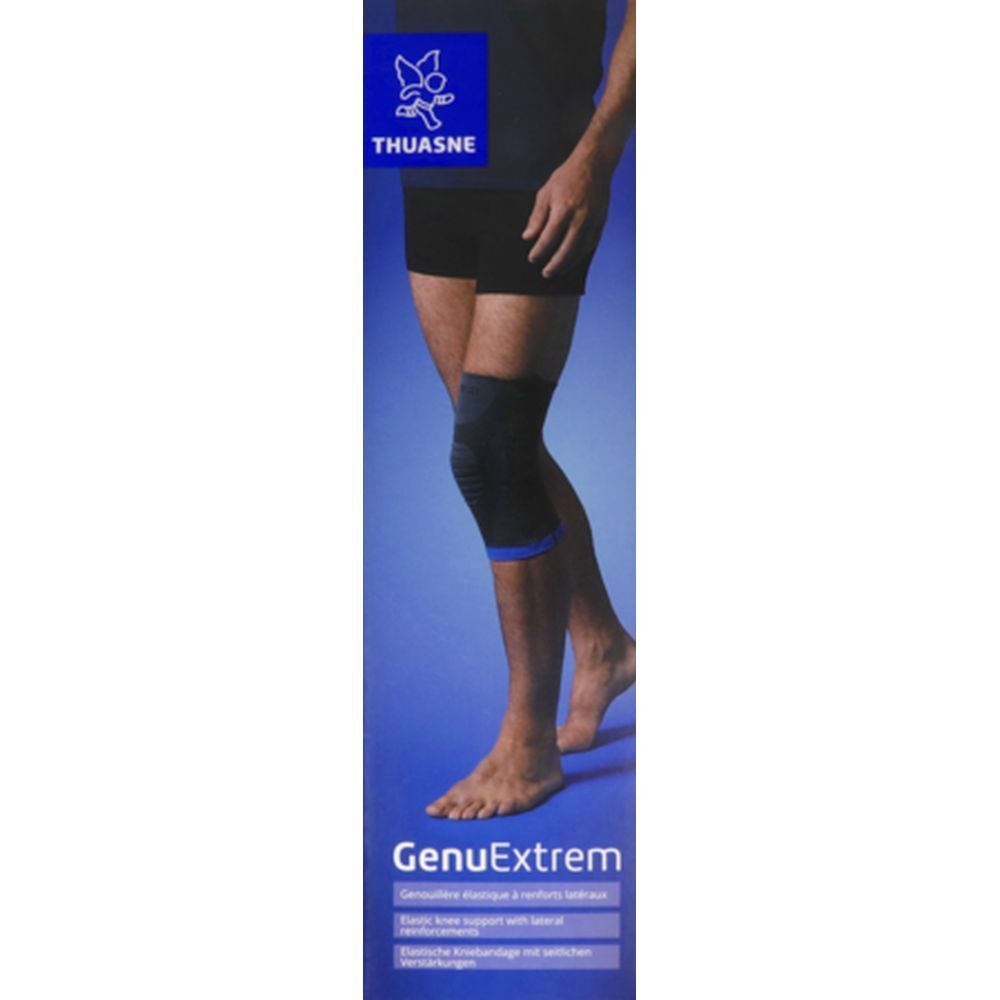 GENUEXTREM V2  Genouillère élastique à renforts latéraux, contention forte Taille 6 gris