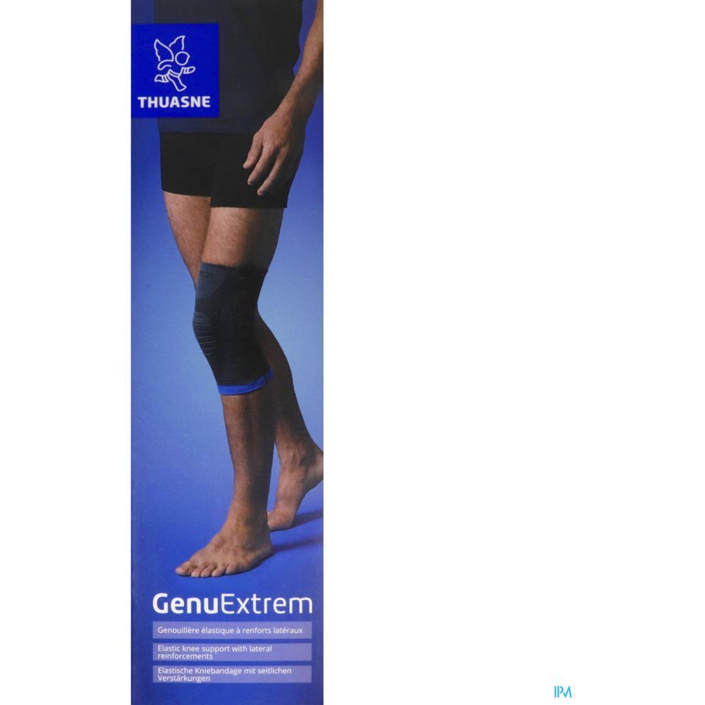 GENUEXTREM V2  Genouillère élastique à renforts latéraux, contention forte Taille 6 gris