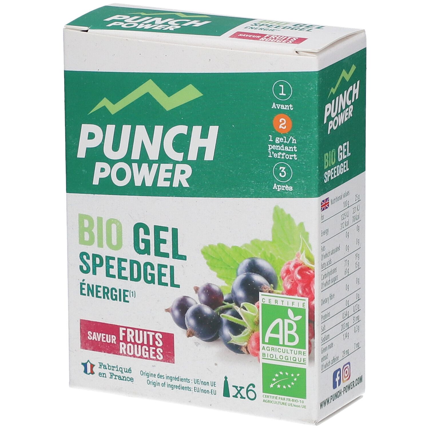 PUNCH POWER Bio Gel Speedgel Energie Saveur fruits rouges