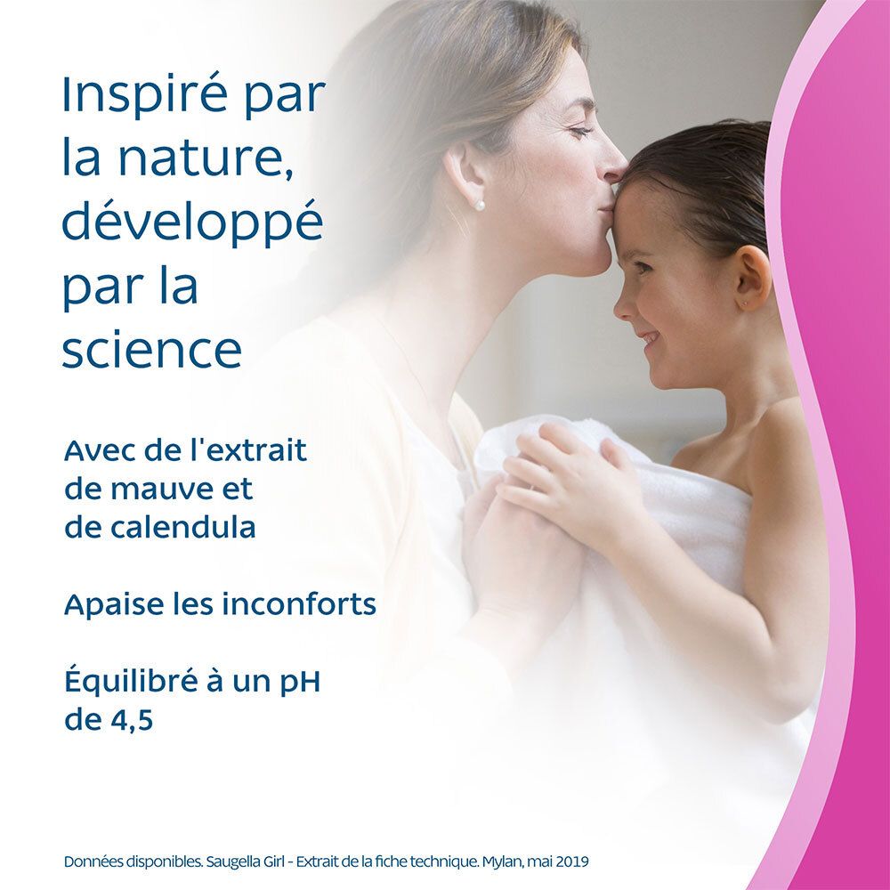 Saugella - Girl - Soin lavant intime féminin - à base d’extraits de Malva sylvestris et de Calendula officinalis - à partir de 3 ans - Flacon Pompe 200 ml