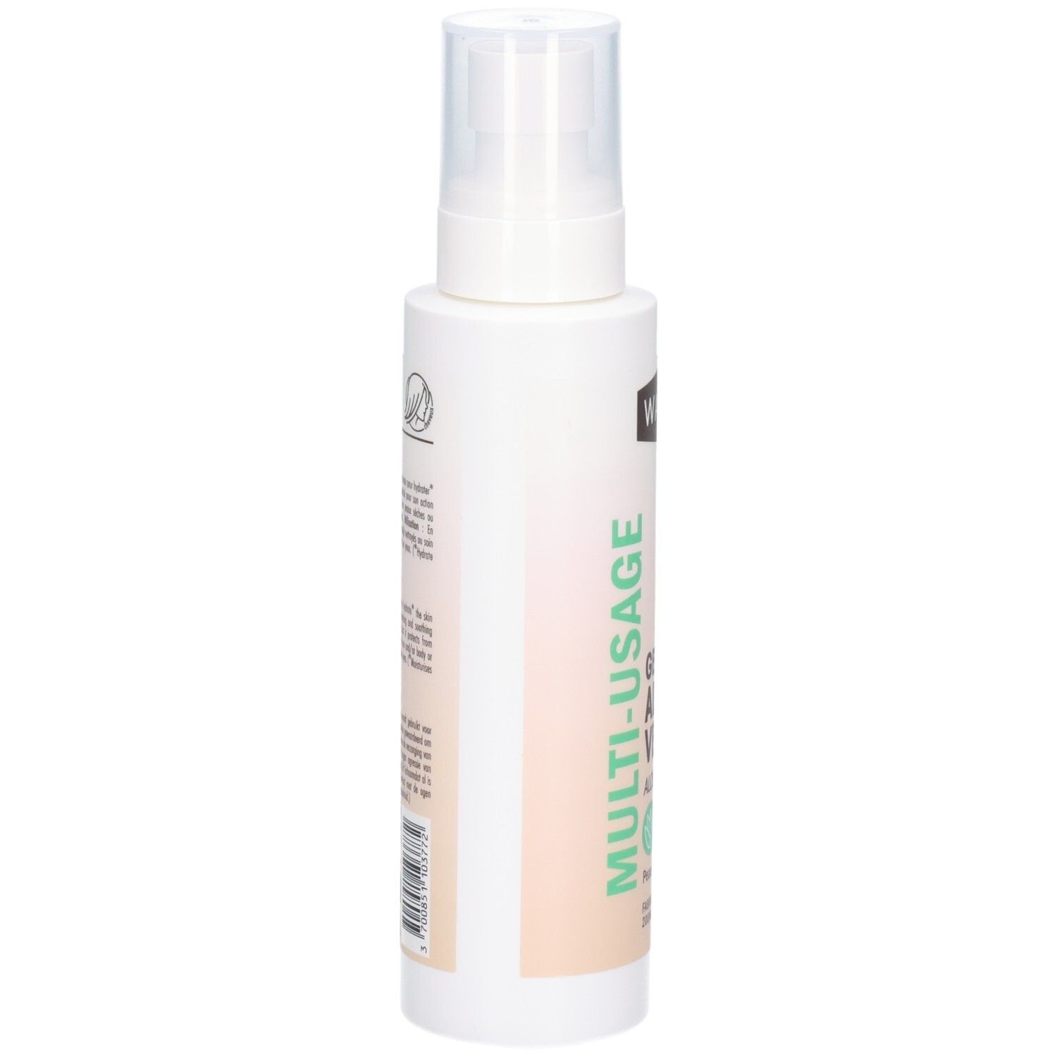 Flacon WAAM Gel Aloe Vera avec pompe, 99% naturel, pour peau et cheveux.