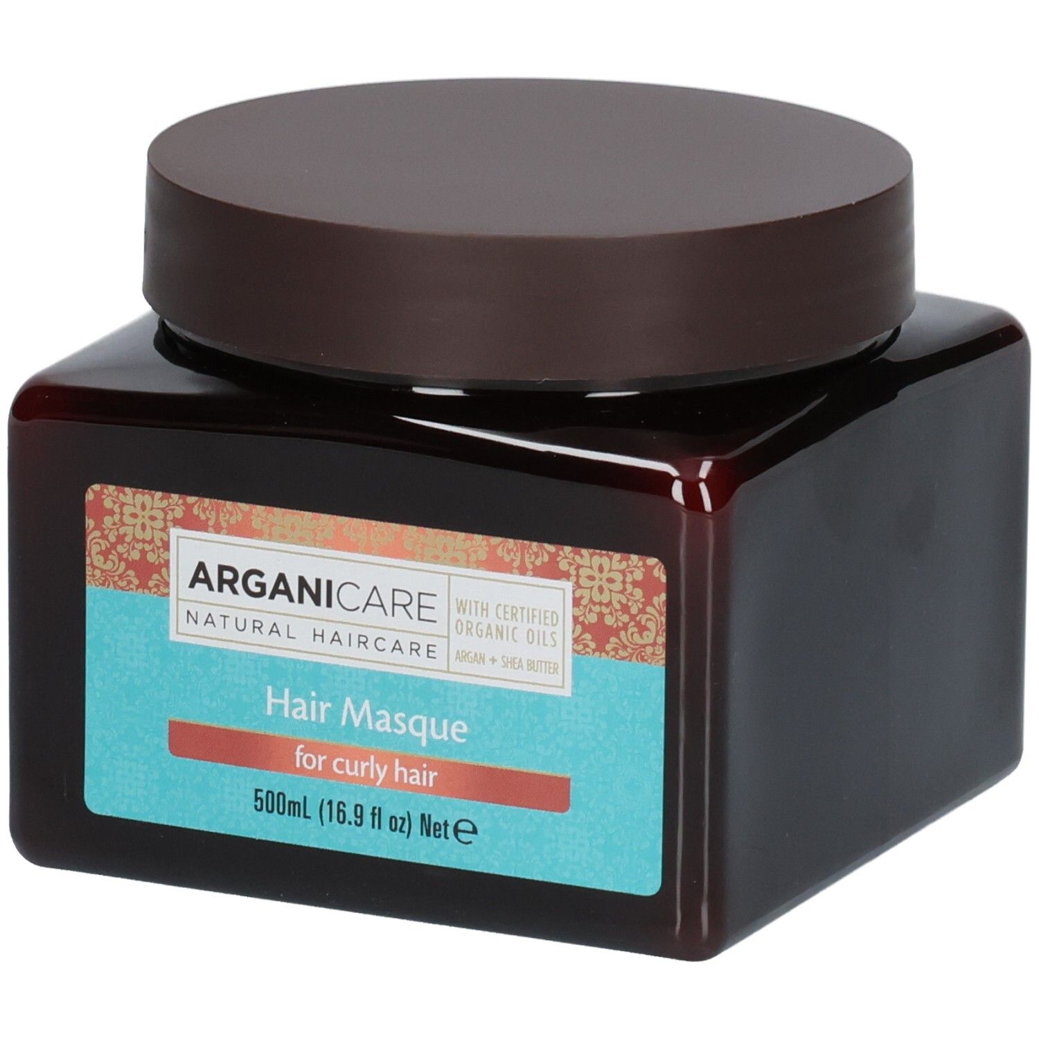 Masque capillaire Arganicare pour cheveux bouclés, 500ml, huiles bio certifiées.