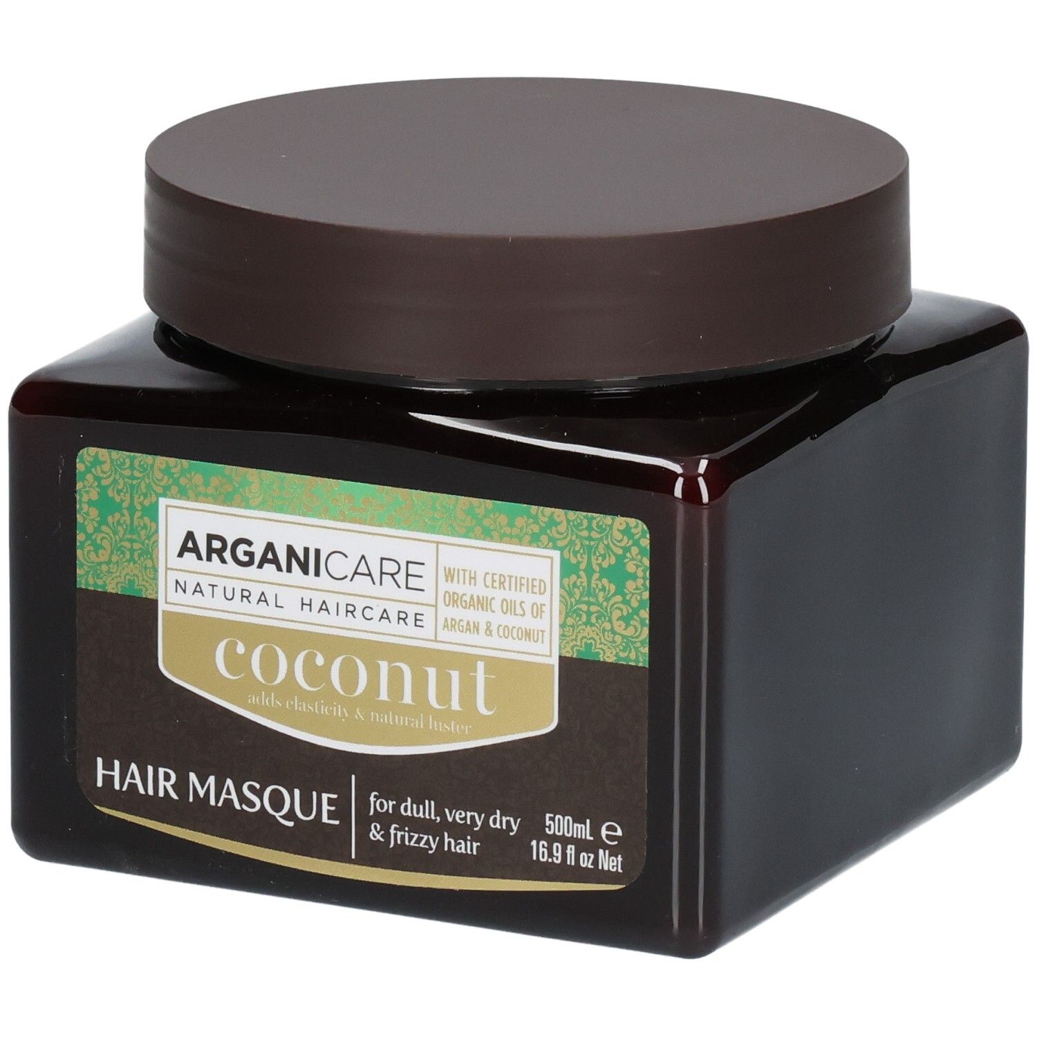 Masque capillaire Arganicare à la noix de coco, 500ml, pour cheveux secs et frisés.