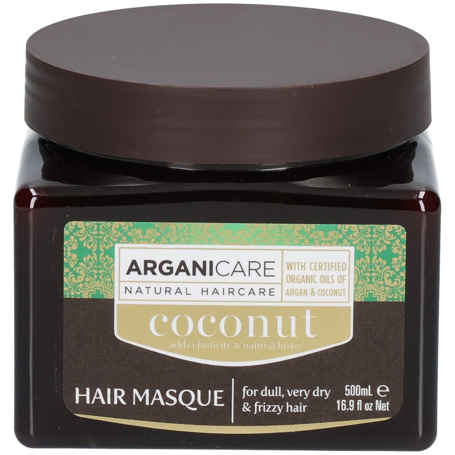 Masque capillaire Arganicare à la noix de coco, 500ml, pour cheveux secs et frisés.