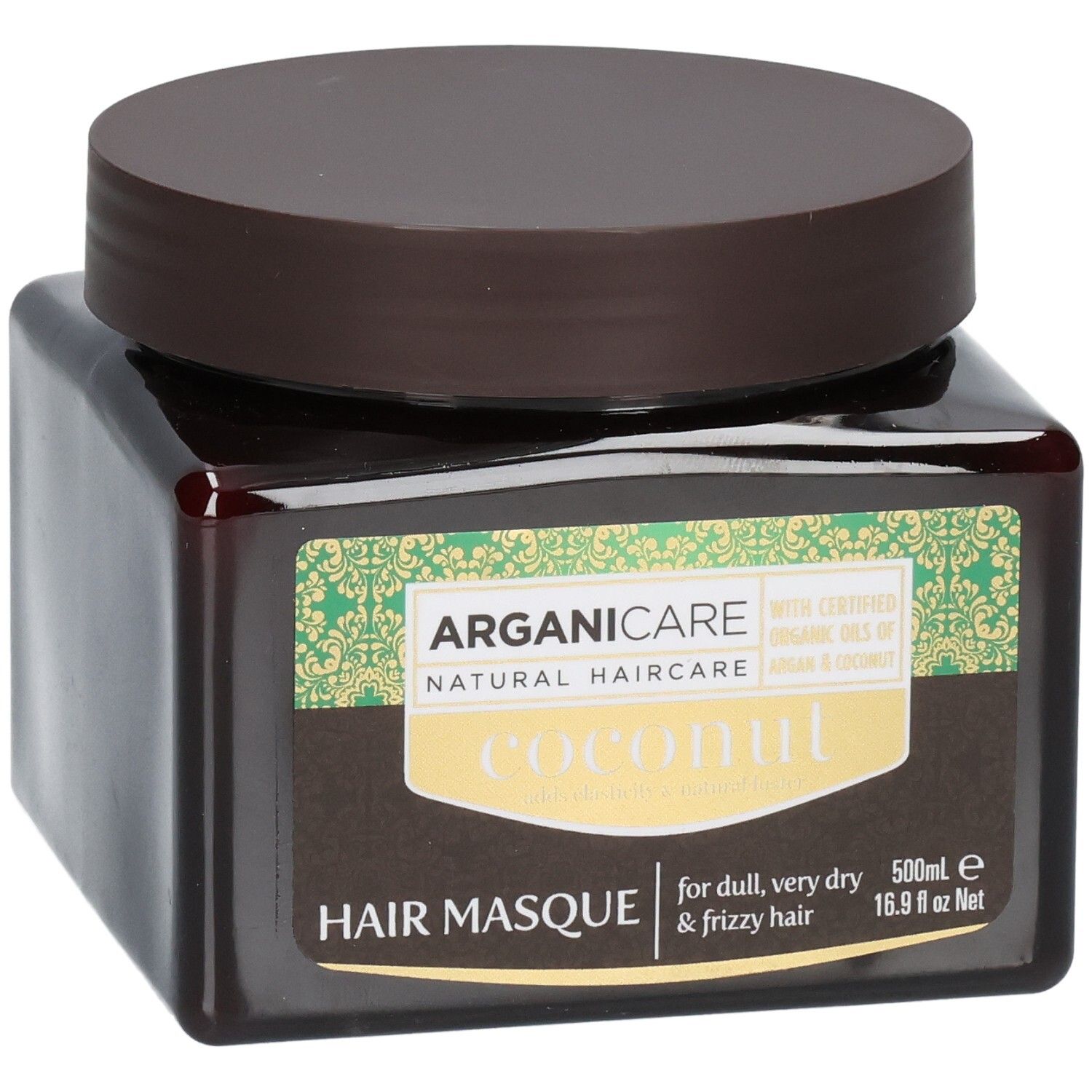 Masque capillaire Arganicare à la noix de coco, 500ml, pour cheveux secs et frisés.