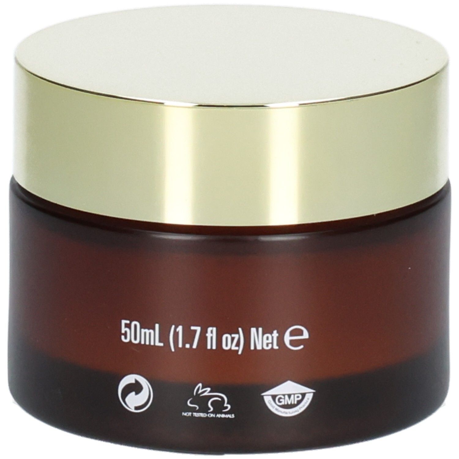 Arganicare Crème de nuit raffermissante : 50ml, "Non testé sur les animaux" et sceau GMP sur le pot.