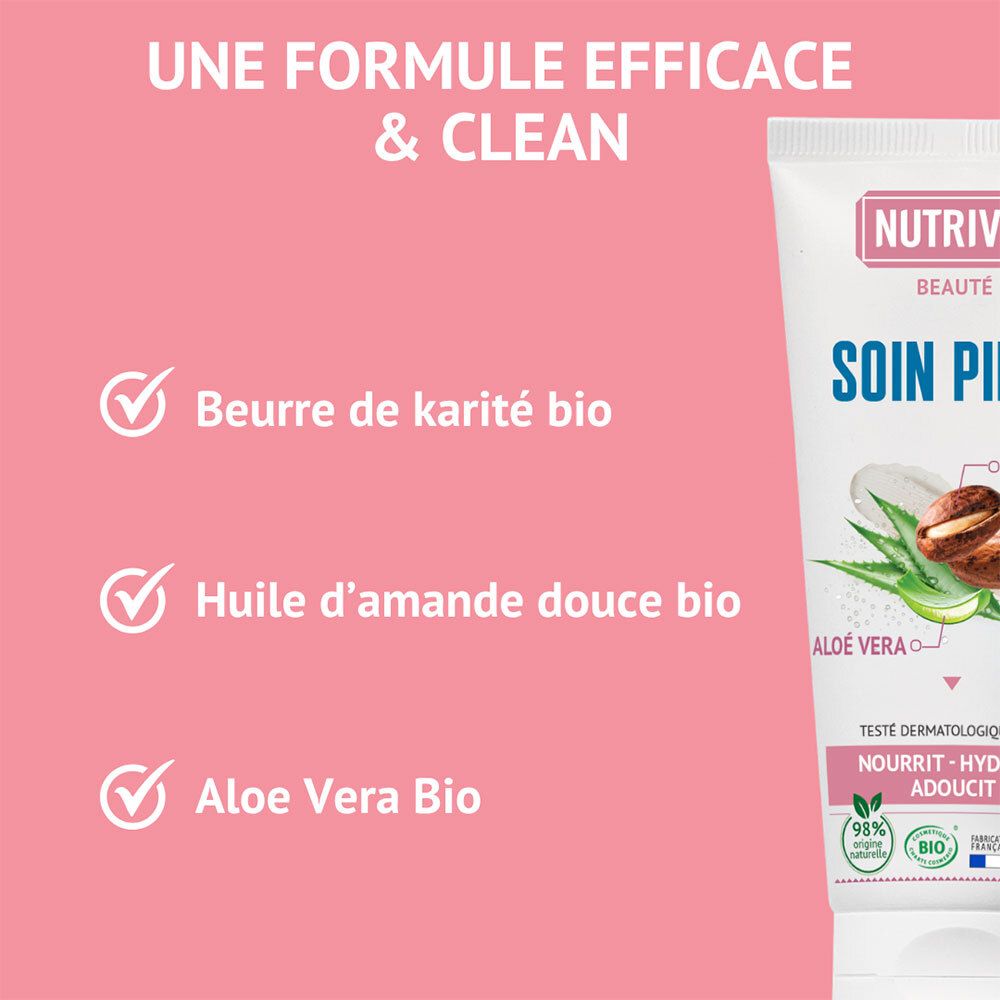 Crème pour les pieds Nutrivie Beauté Soin Pieds avec beurre de karité bio, huile d'amande douce bio et Aloe Vera bio.