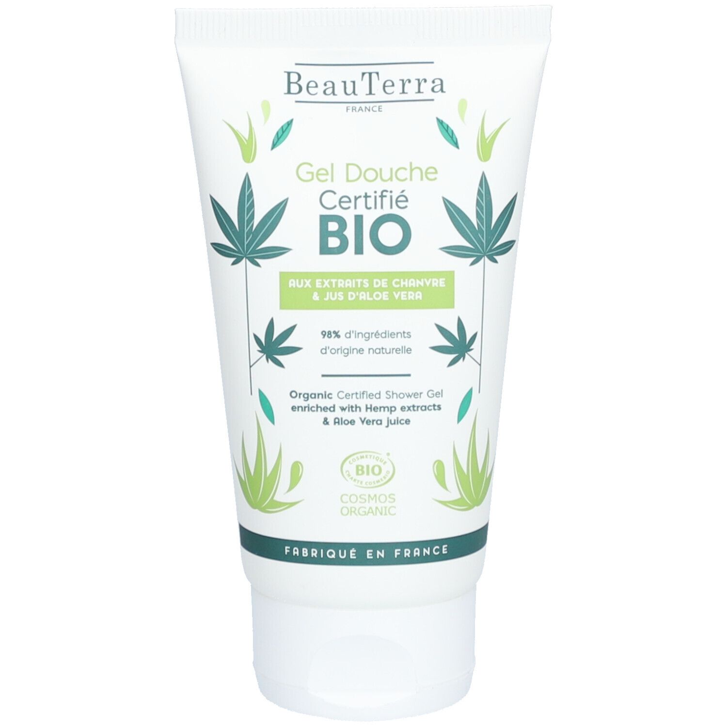 BeauTerra Gel Douche Certifié Bio - Chanvre et Aloe Vera