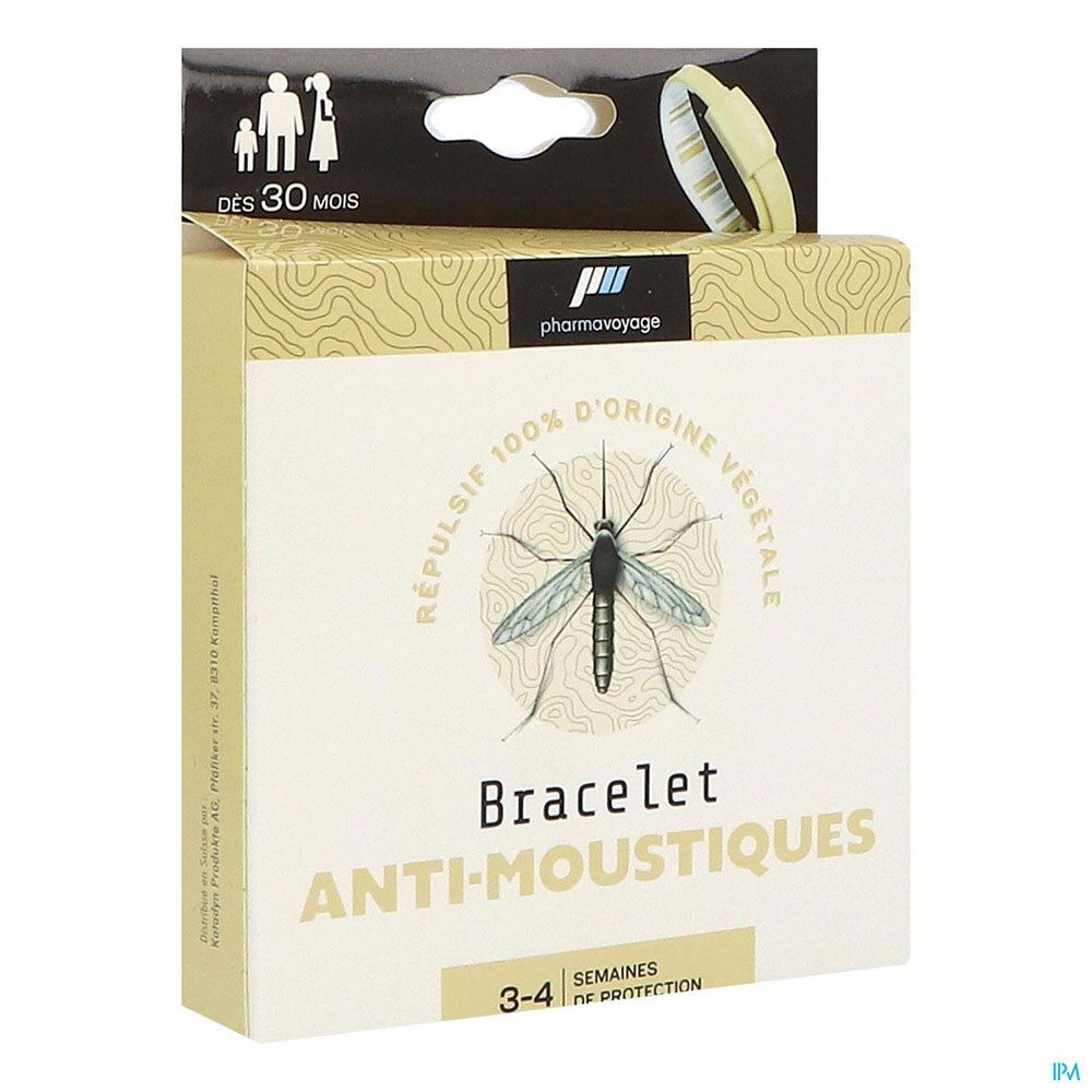 PHARMAVOYAGE BRACELET ANTIMOUSTIQUE - Bracelet répulsif antimoustique 100 % végétal, water