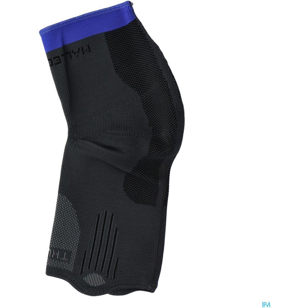 Chevillère noire avec bordure bleue, vue détaillée.