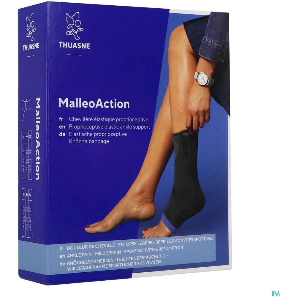 Emballage avec chevillière. Nom MalleoAction et marque THUASNE visibles.
