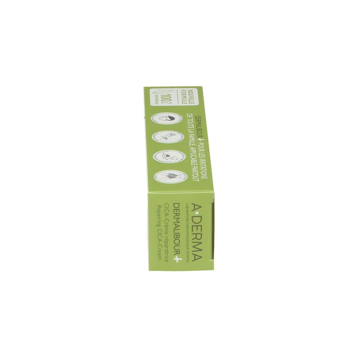 Emballage. A-DERMA DERMALIBOUR+ CICA-Crème. Informations sur l'utilisation et les ingrédients.