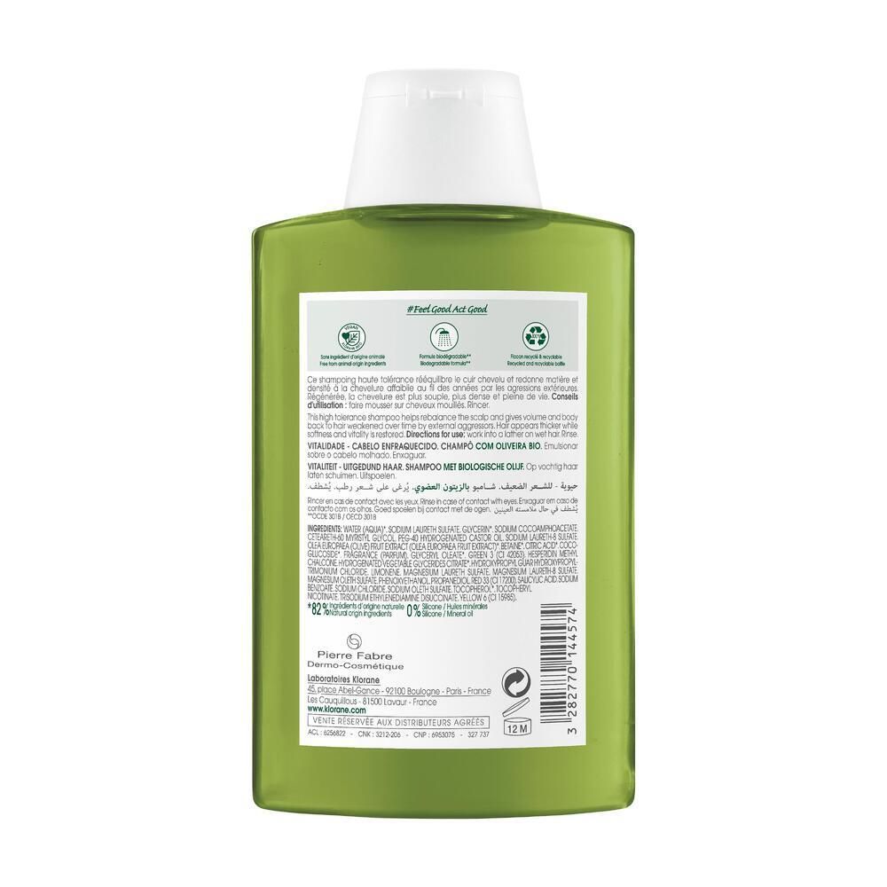 KLORANE Shampoing vitalité à l'olivier bio