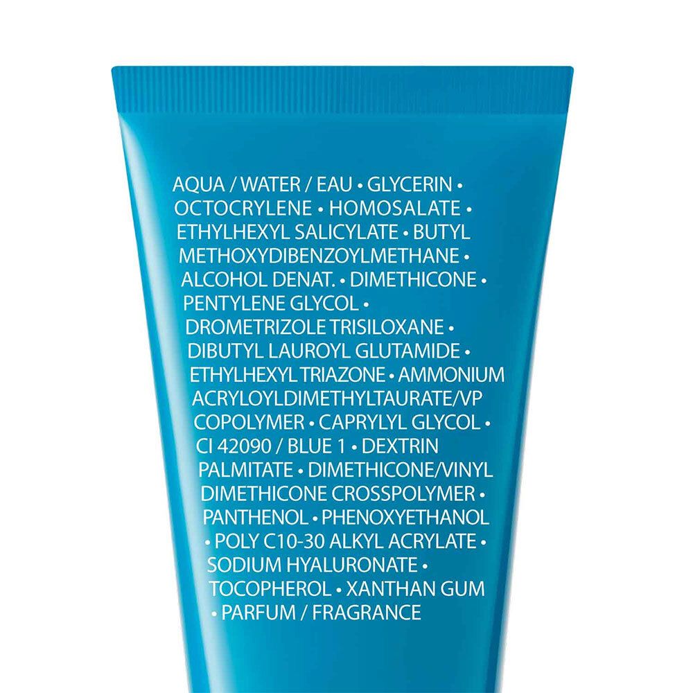 Ingrédients sur le tube. Aqua, Glycérine, Octocrylène, Homosalate, etc.