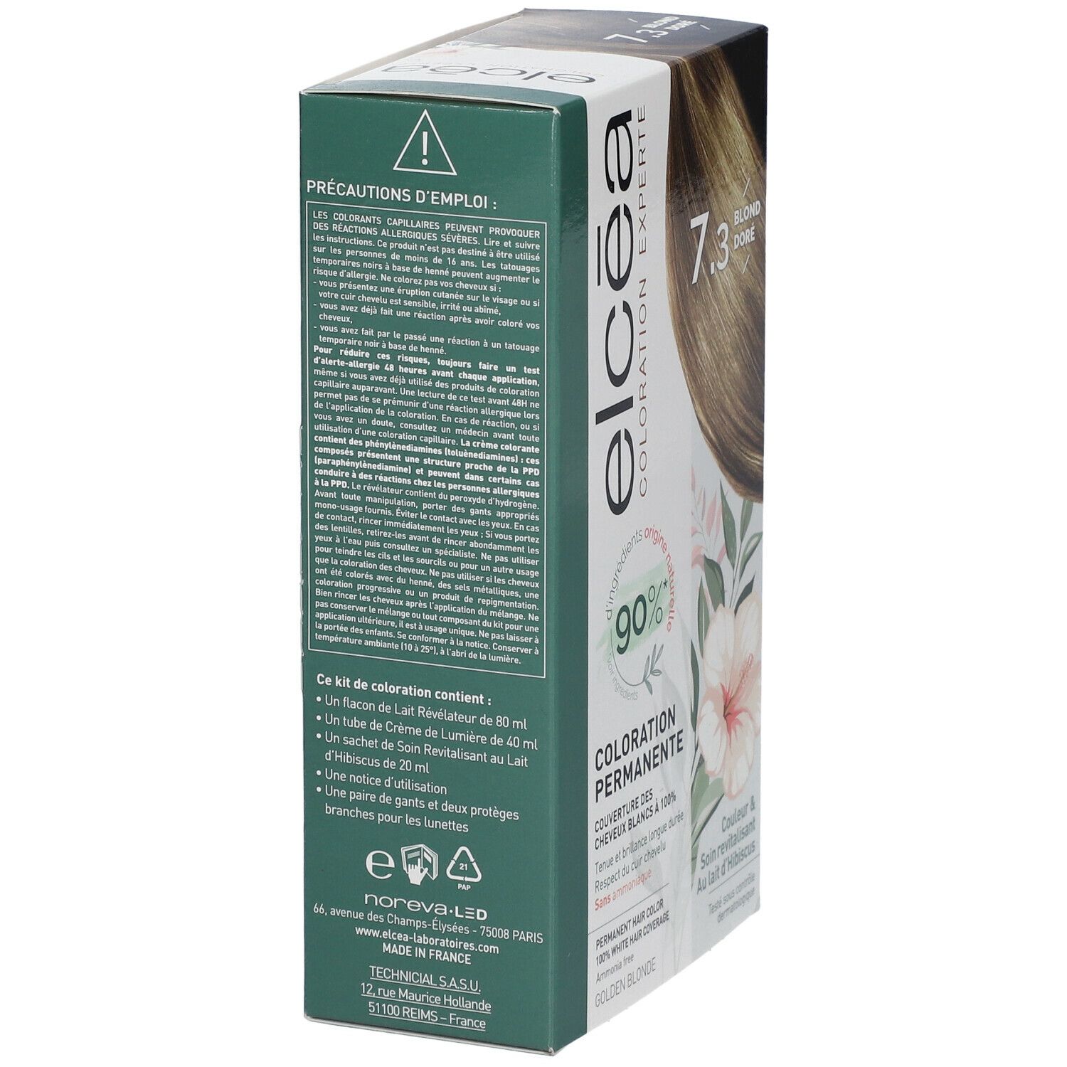 ELCÉA Coloration Experte Permanente Blond Doré – 7.3