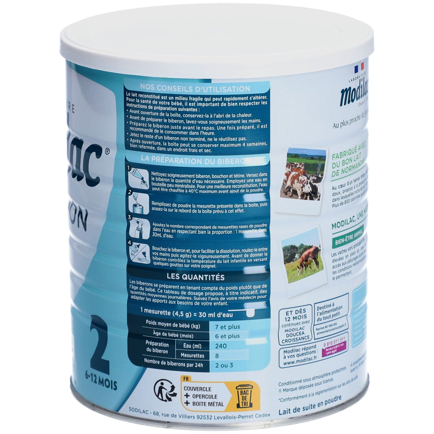 Dos de la boîte. Instructions de préparation. Texte en français. Illustrations.