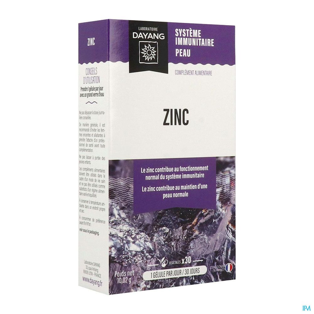 Dayang Gélule Zinc, Gélule, complément alimentaire à base de zinc, bt 30