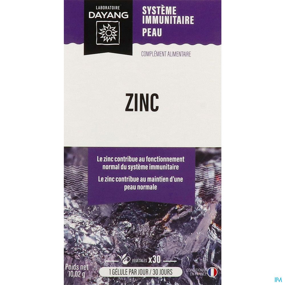Dayang Gélule Zinc, Gélule, complément alimentaire à base de zinc, bt 30