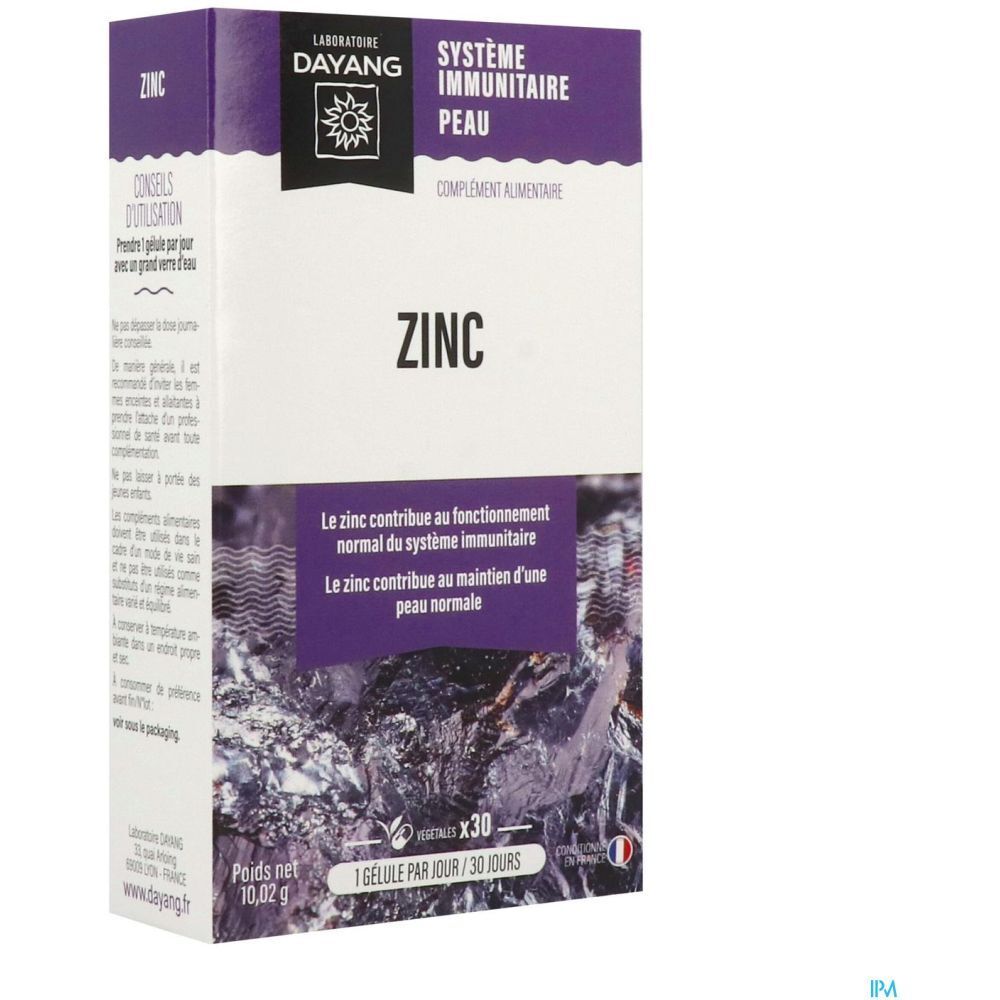 Dayang Gélule Zinc, Gélule, complément alimentaire à base de zinc, bt 30