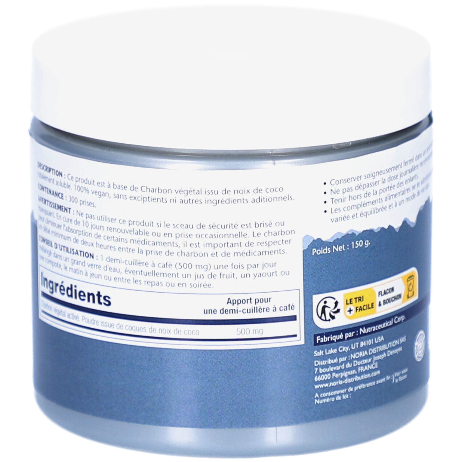 Dos du pot avec texte. Ingrédients et conseils d'utilisation. Informations du fabricant.