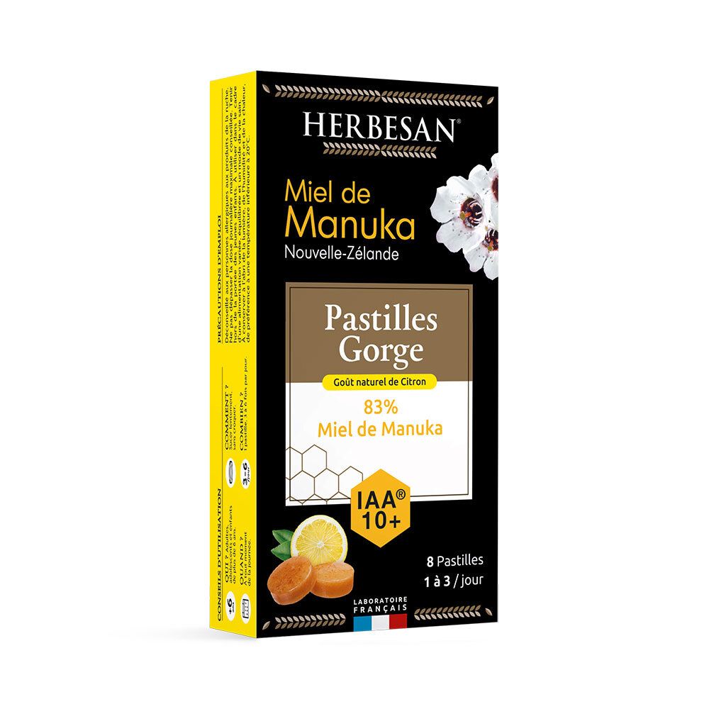Herbesan Pastilles Gorge Miel de Manuka IAA 10+ – Goût Citron