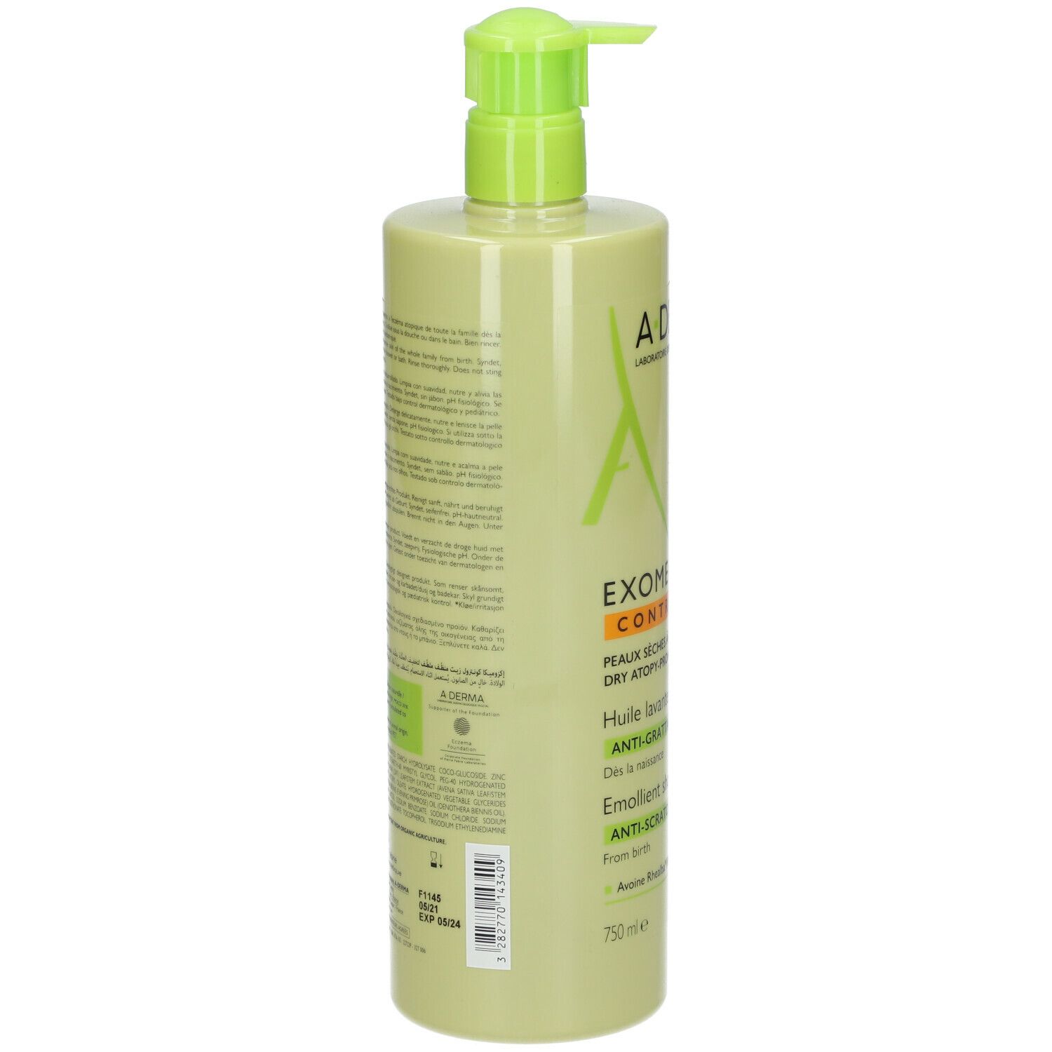 A-DERMA EXOMEGA CONTROL Huile lavante émolliente anti-grattage
