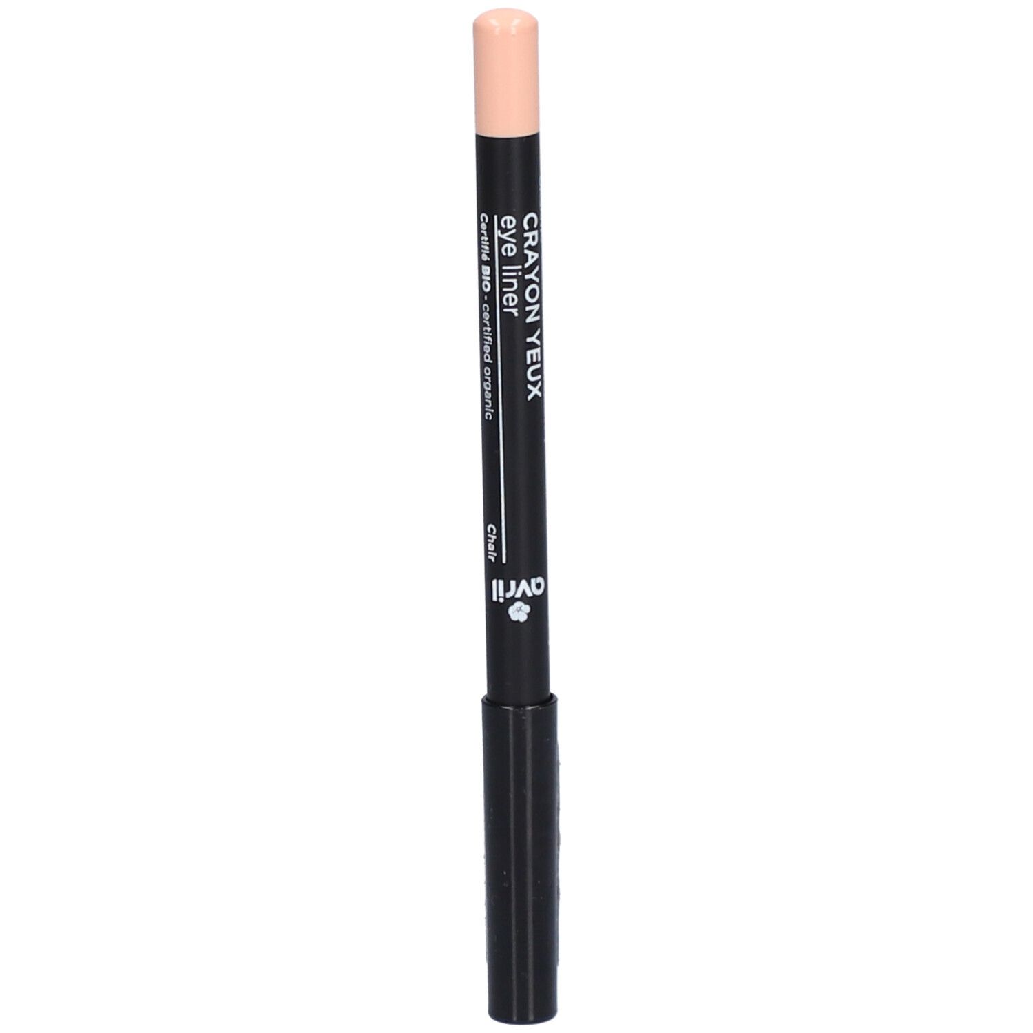 Crayon yeux noir avec pointe beige. Inscription: Crayon Yeux Eye Liner, Avril. Certifié bio.