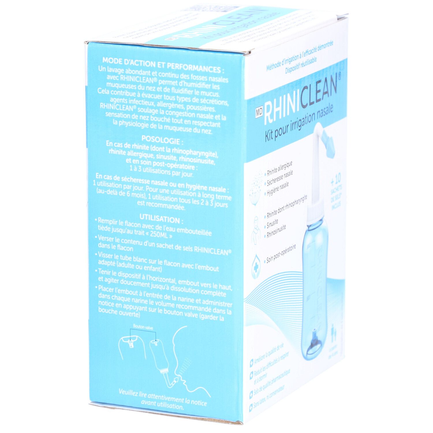 RHINICLEAN KIT D'IRRIGATION NASALE - Kit douche nasale et sel de rinçage.  - unité
