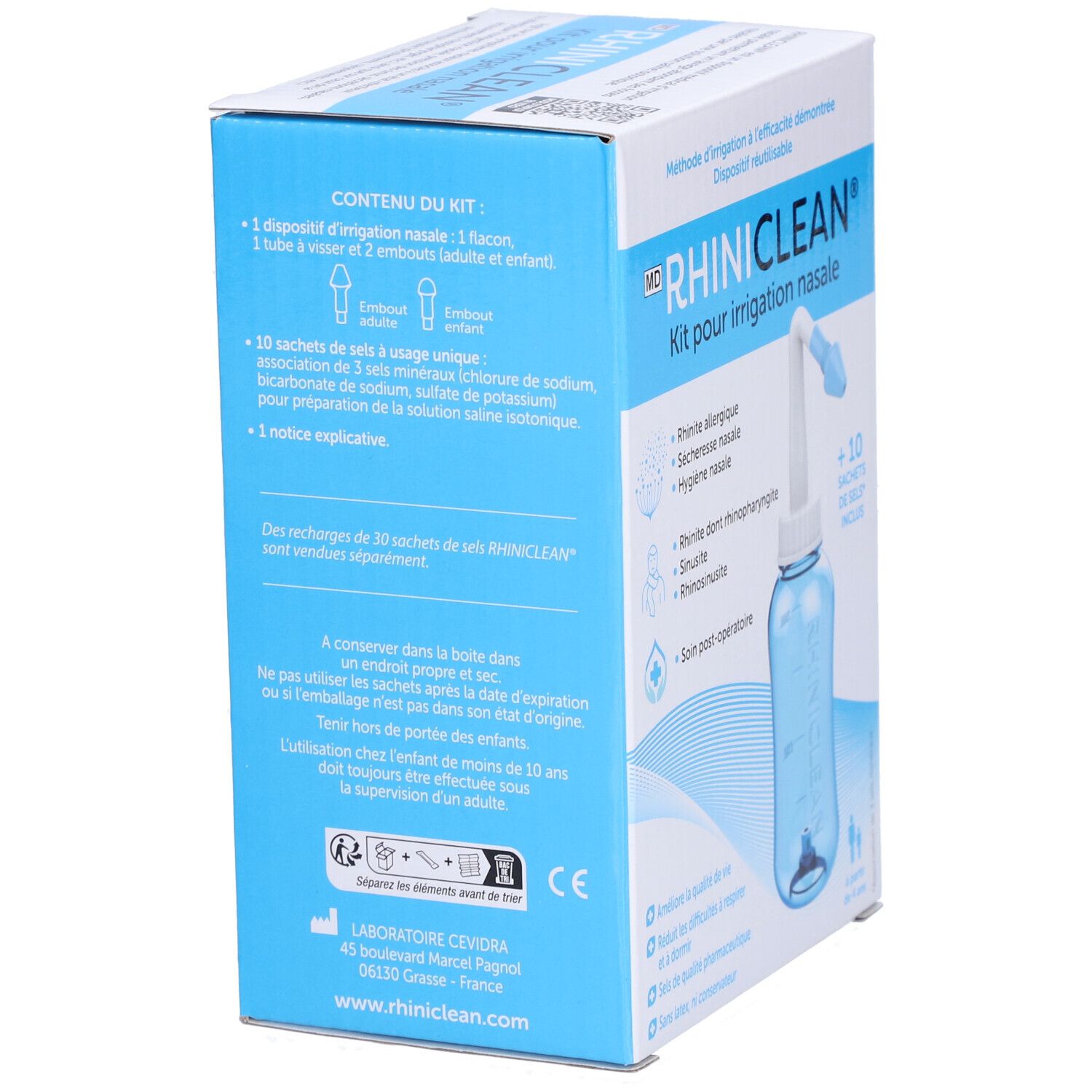 RHINICLEAN KIT D'IRRIGATION NASALE - Kit douche nasale et sel de rinçage.  - unité