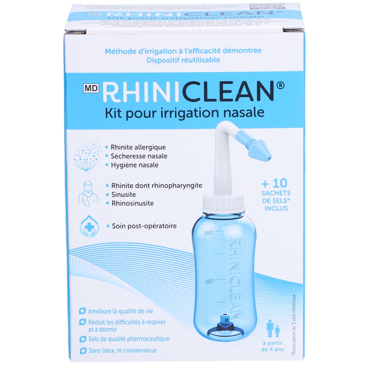 Nascool - Irrigateur Nasal électrique Avec 50 Sachets De Sel - Système De Rinçage Doux Pour Adultes - Réservoir Intégré - Bleu