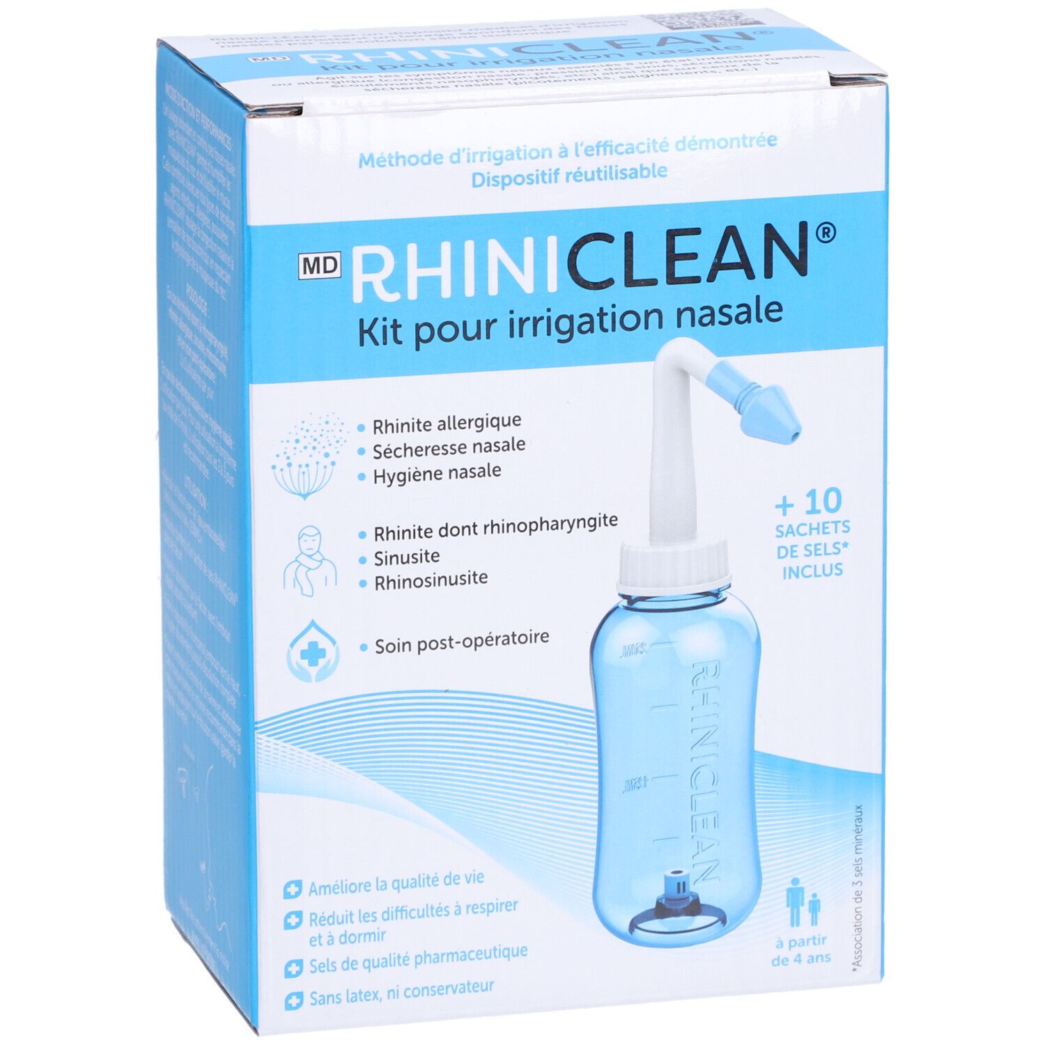 RHINICLEAN KIT D'IRRIGATION NASALE - Kit douche nasale et sel de rinçage.  - unité