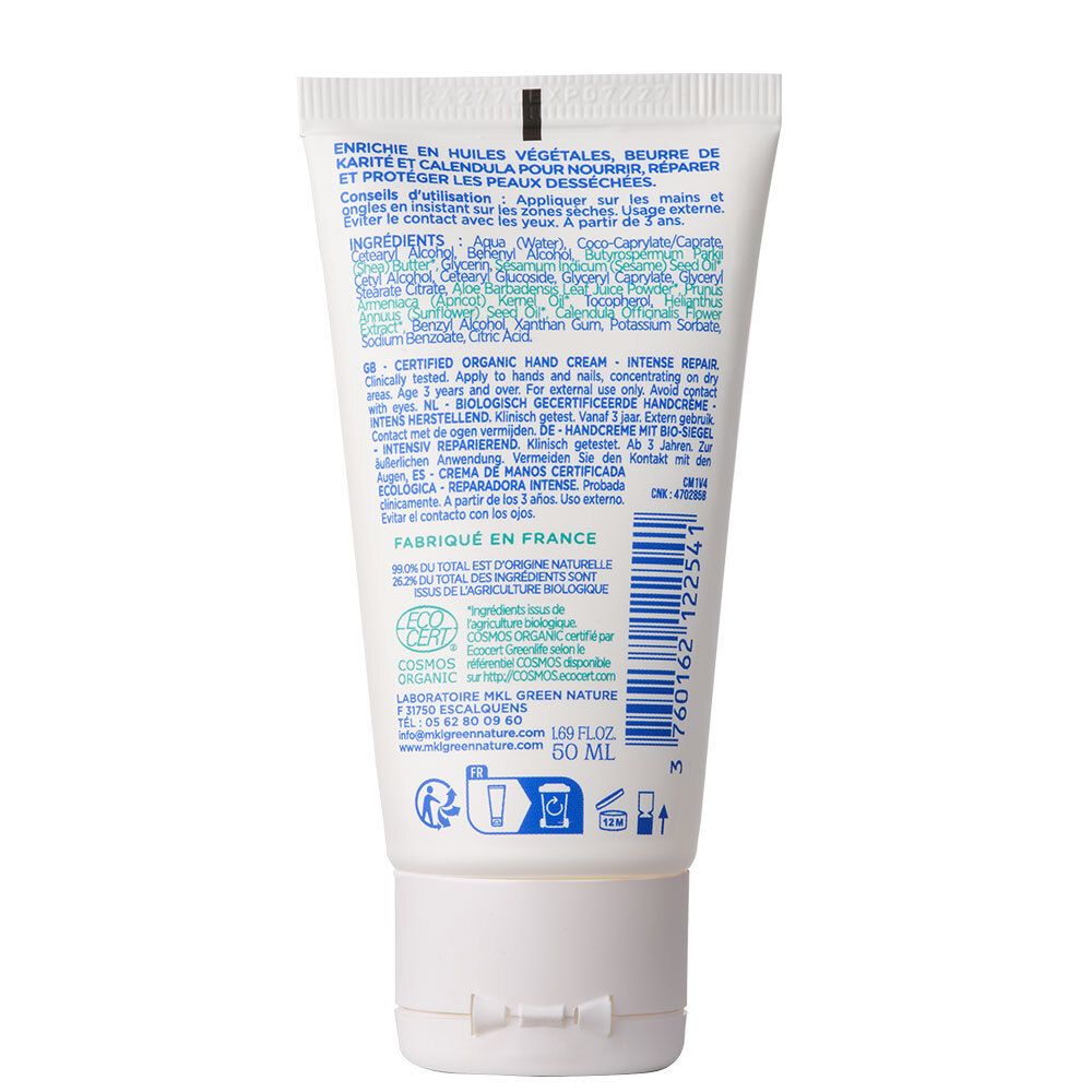 mkl CRÈME MAINS CERTIFIÉE BIO - RÉPARATRICE