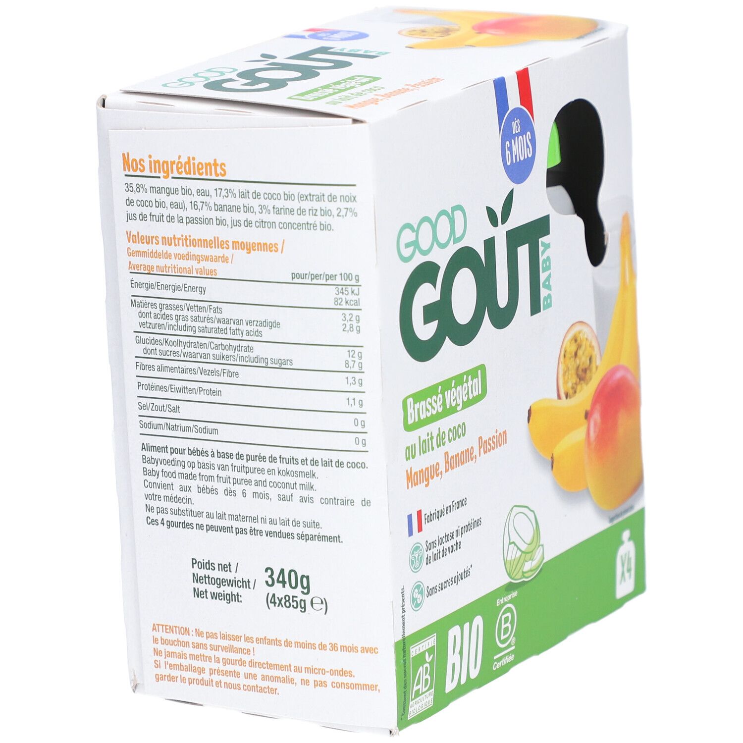 Good Goût Brassé Végétal Coco Mangue Banane Passion