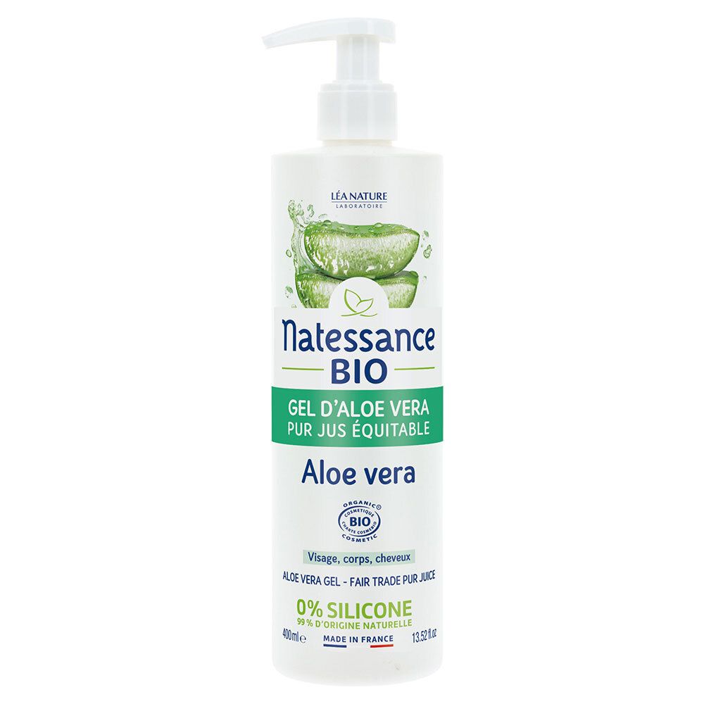 Natessance Gel d’Aloe Vera Bio Hydratant et Apaisant Visage Corps Cheveux