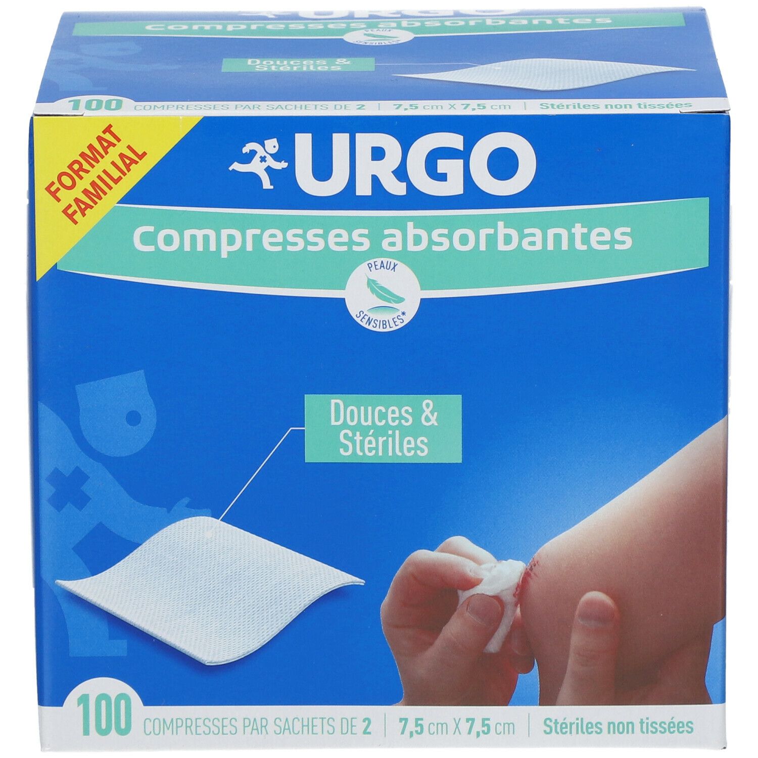 URGO Compresses Absorbantes Douces & Stériles NT 7,5 x 7,5 cm