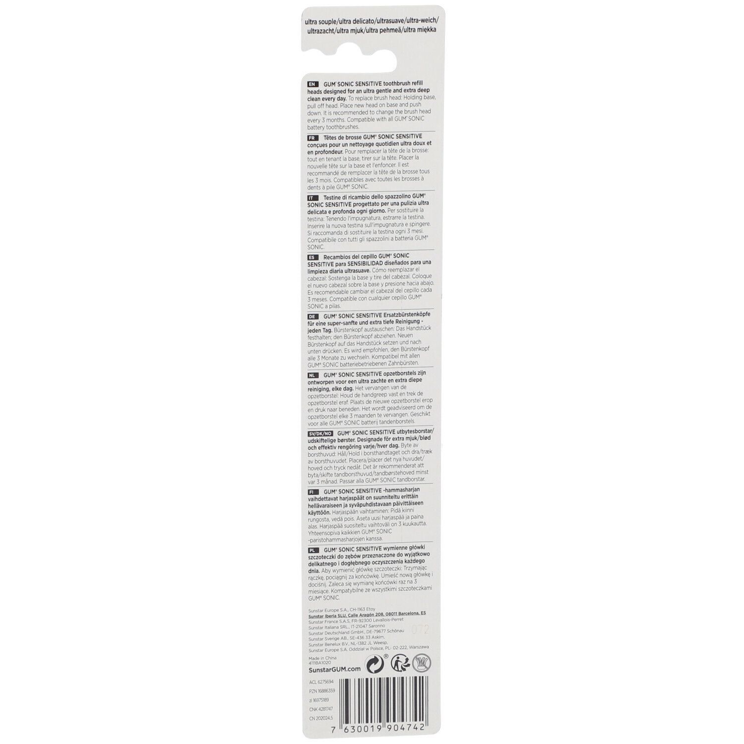 GUM® SONIC SENSITIVE Brossette de rechange