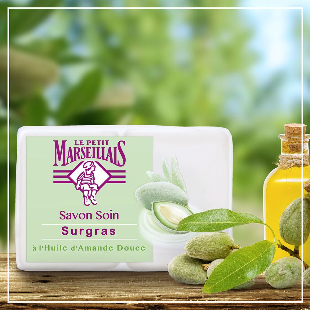 Le Petit Marseillais Savon Solide Nourrissant Amande Douce - Action Antibactérienne - 2 x 100 g