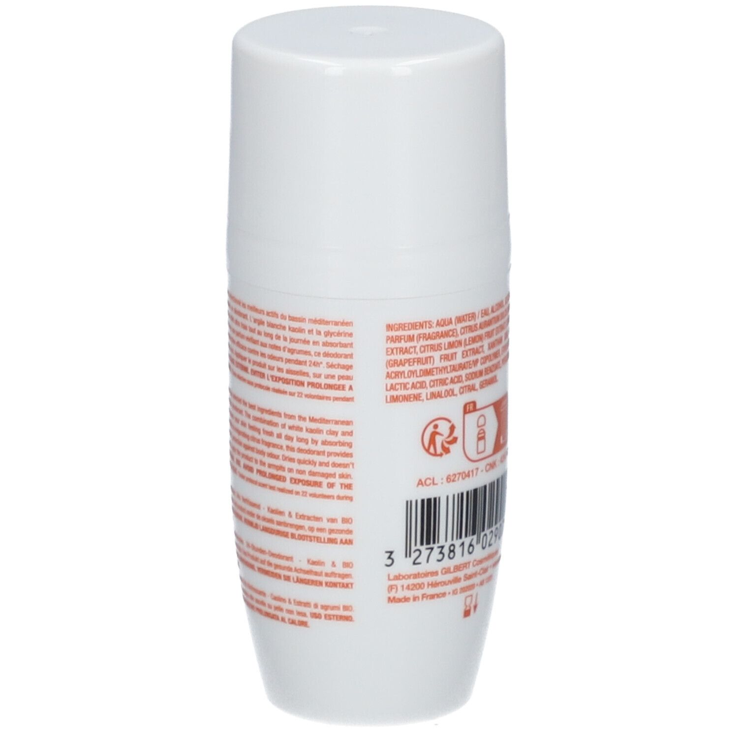 LAINO Déodorant 24H Rafraîchissant Kaolin Agrumes BIO