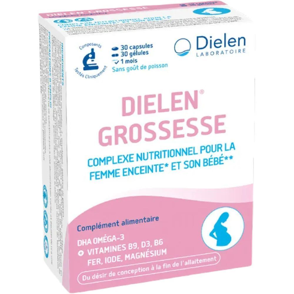 DIELEN GROSSESSE - Capsule + gélule, complément alimentaire pour la grossesse.  - bt 30 +
