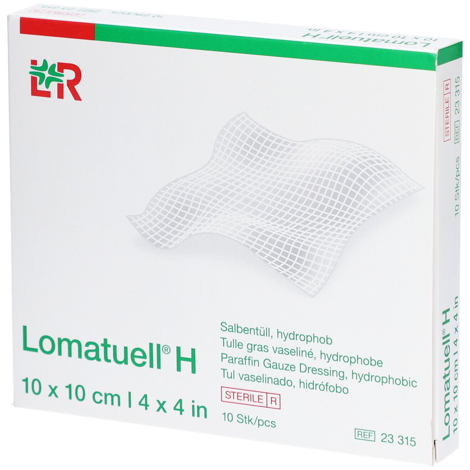 LOMATUELL H - Pansement gras de gaze paraffinée, à usage unique, stérile. 10 cm x 10 cm (r