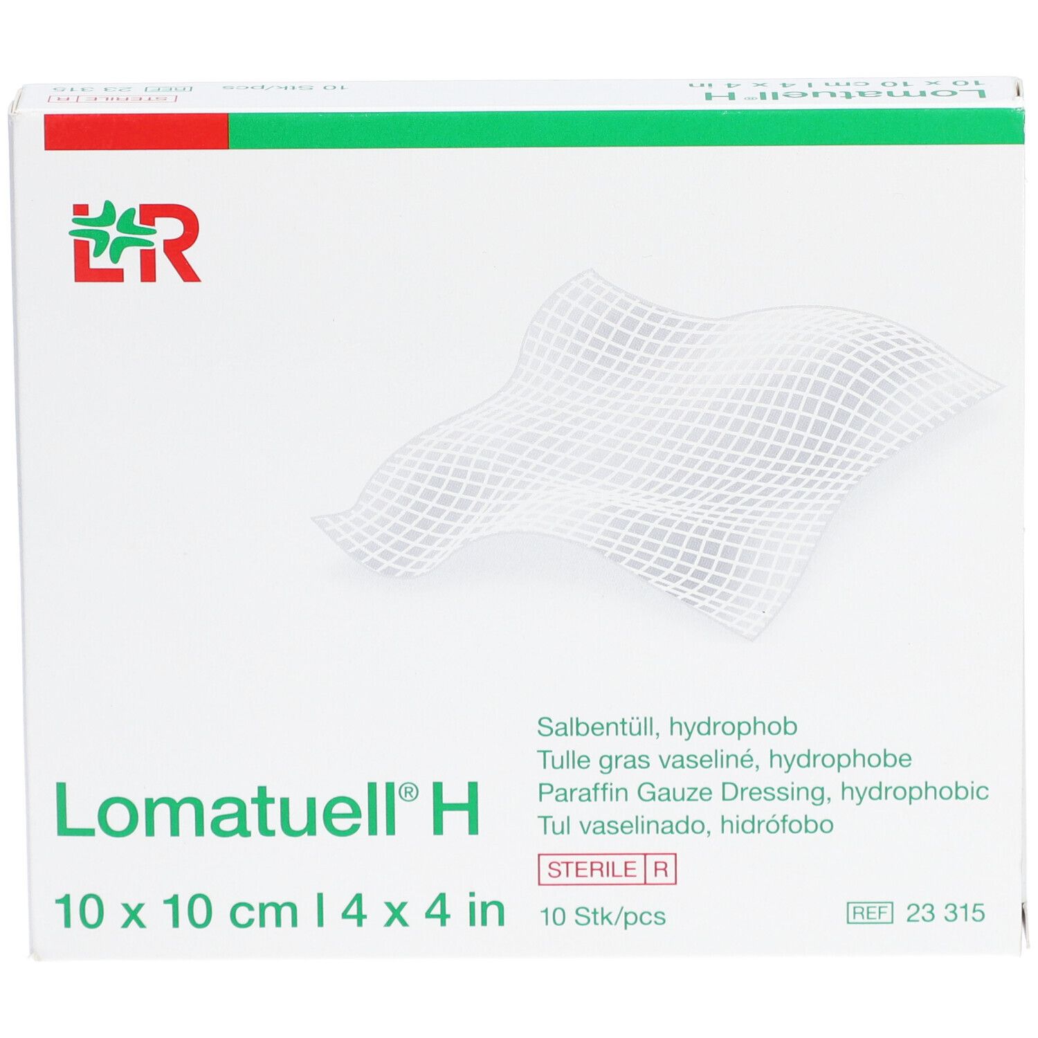 LOMATUELL H - Pansement gras de gaze paraffinée, à usage unique, stérile. 10 cm x 10 cm (r