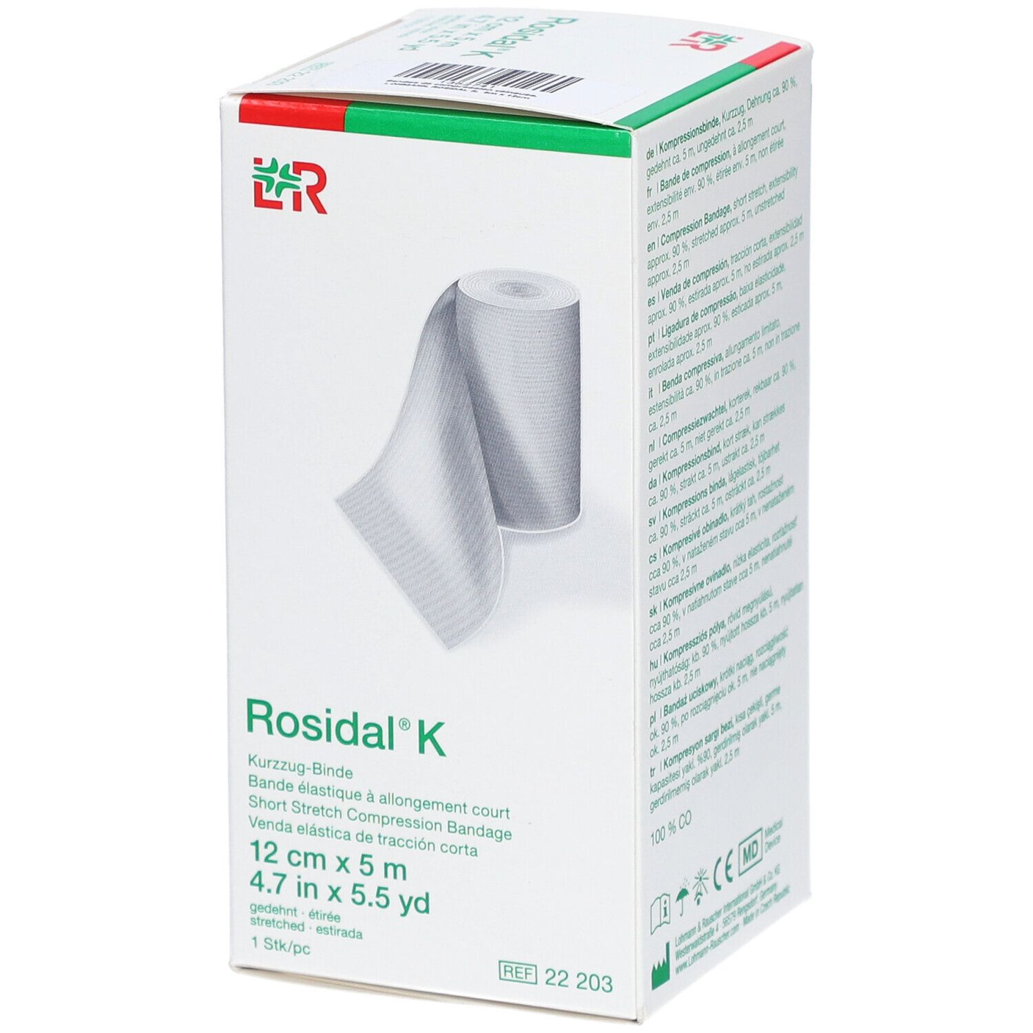 ROSIDAL K - Bande de compression élastique 1 sens, allongement court. 5 m x 12 cm (ref. 10