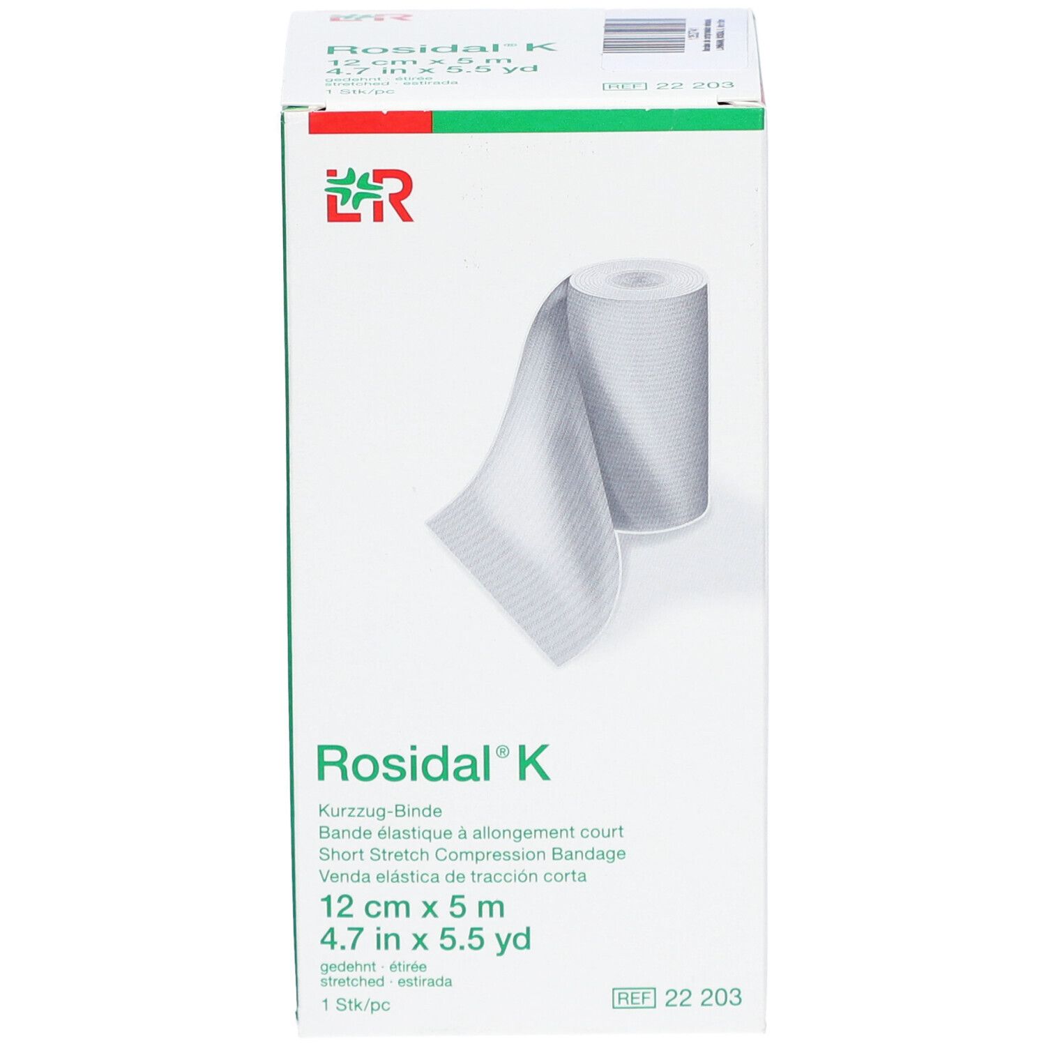 ROSIDAL K - Bande de compression élastique 1 sens, allongement court. 5 m x 12 cm (ref. 10