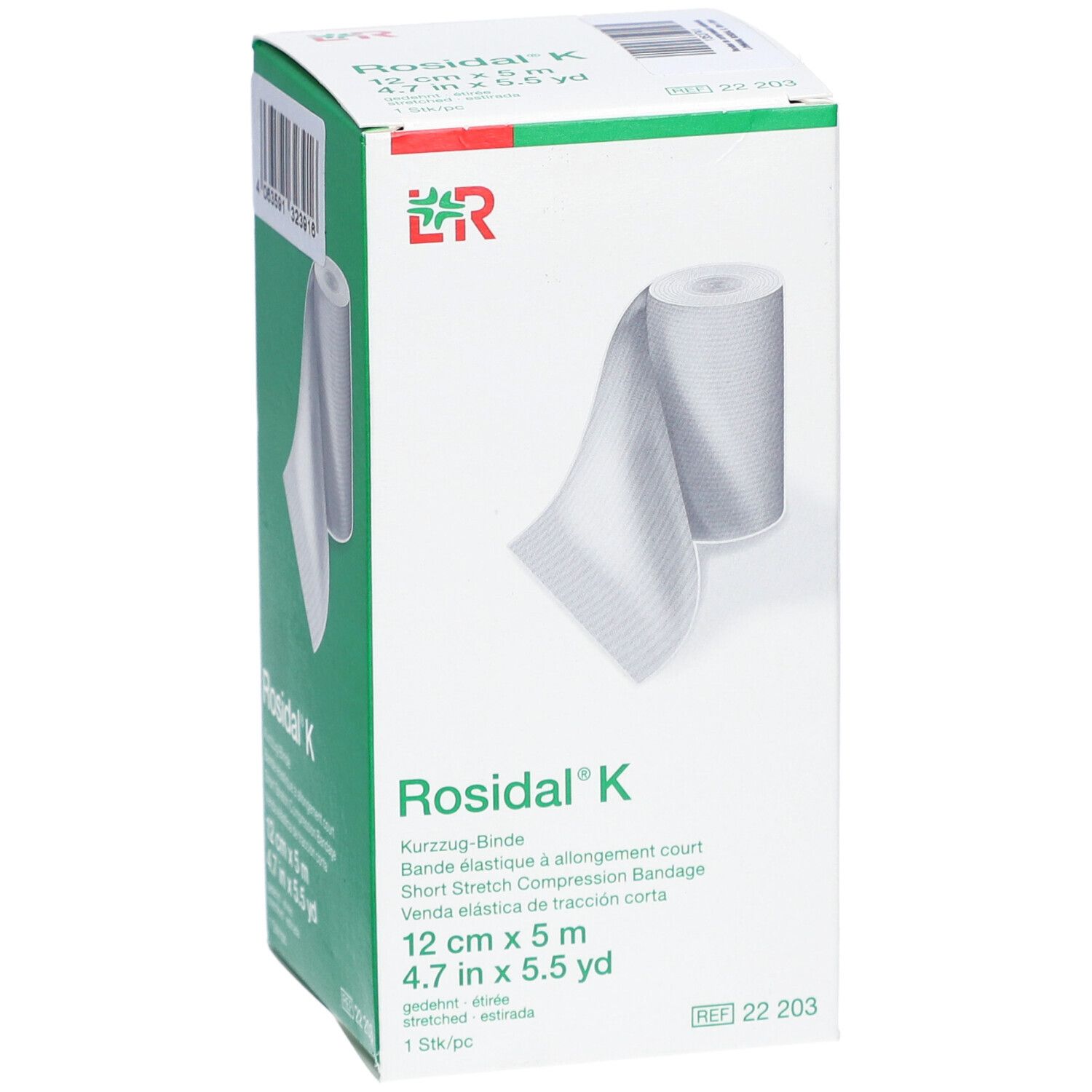 ROSIDAL K - Bande de compression élastique 1 sens, allongement court. 5 m x 12 cm (ref. 10
