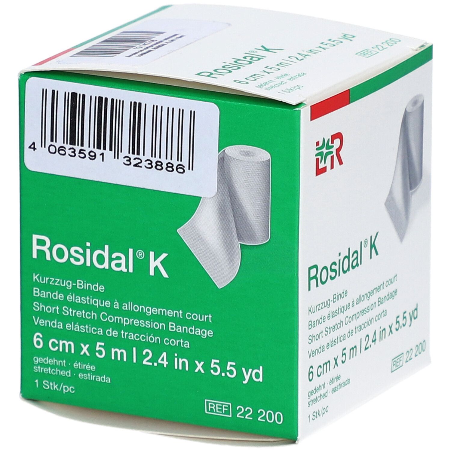 ROSIDAL K - Bande de compression élastique 1 sens, allongement court. 5 m x 6 cm (ref. 108