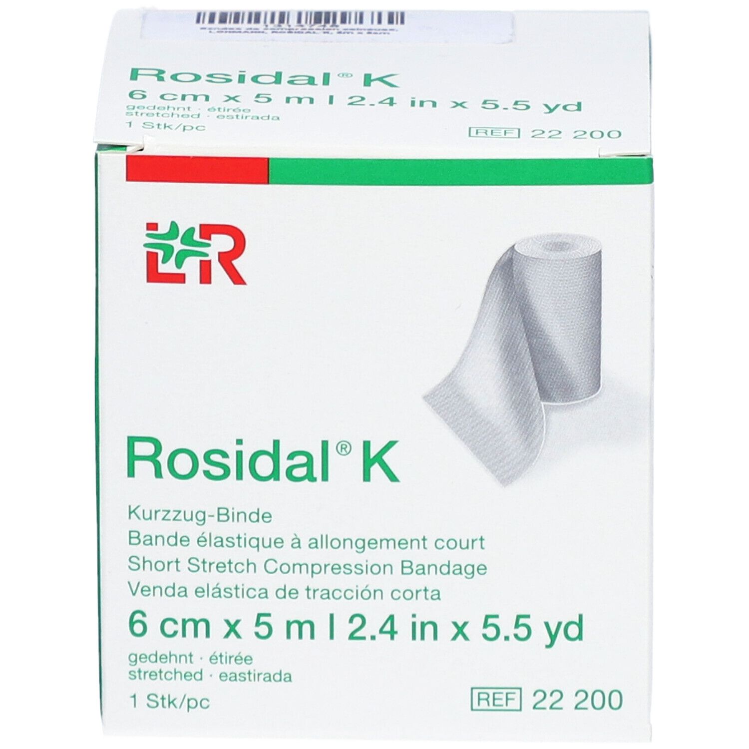 ROSIDAL K - Bande de compression élastique 1 sens, allongement court. 5 m x 6 cm (ref. 108