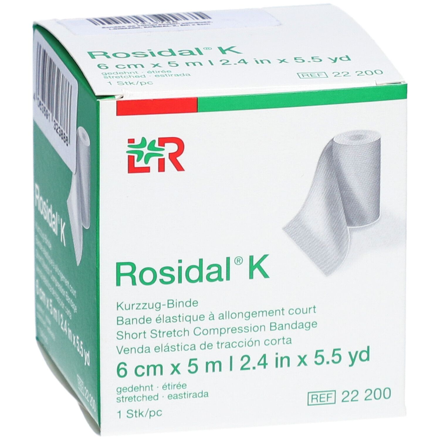 ROSIDAL K - Bande de compression élastique 1 sens, allongement court. 5 m x 6 cm (ref. 108