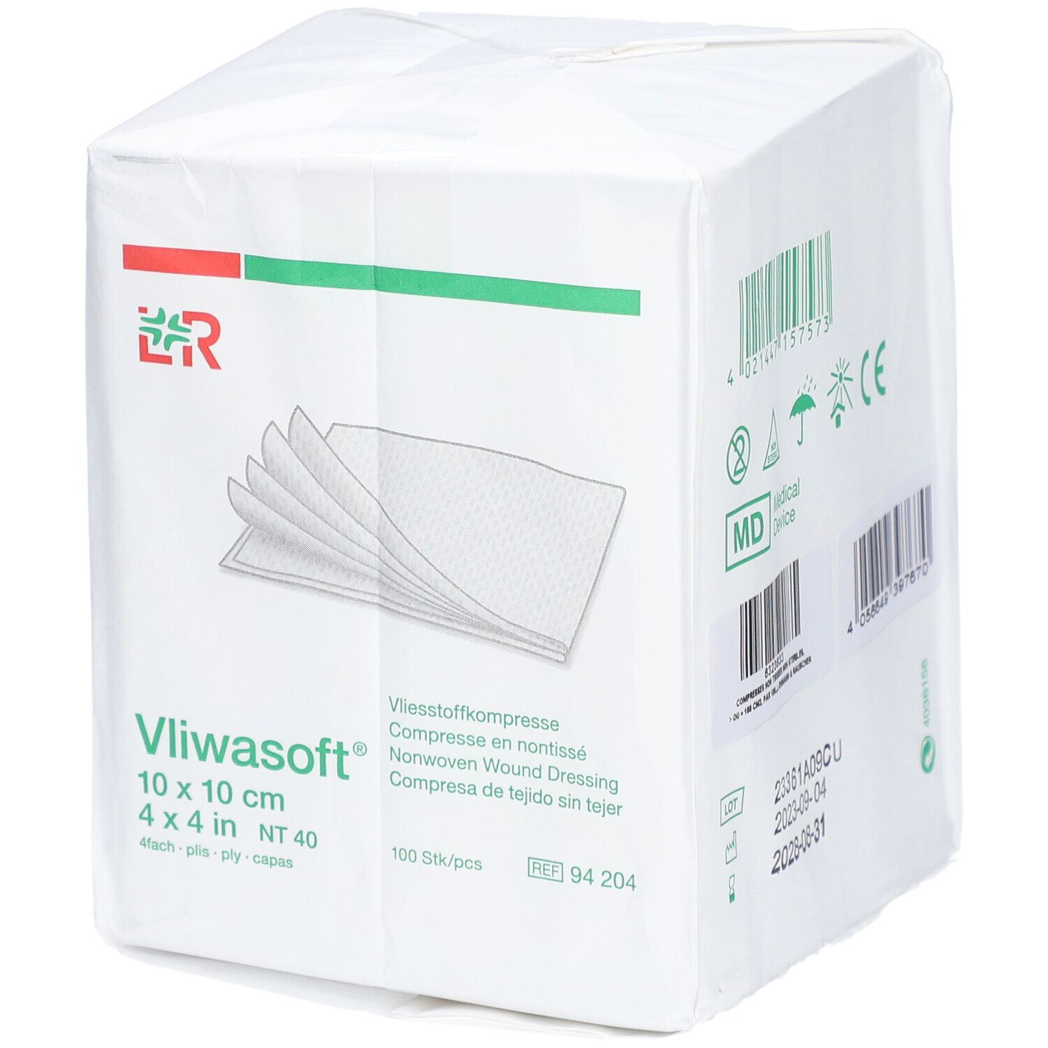 VLIWASOFT - Compresse en non tissé, non stérile. 10 cm x 10 cm (ref. 34535) - sachet 100
