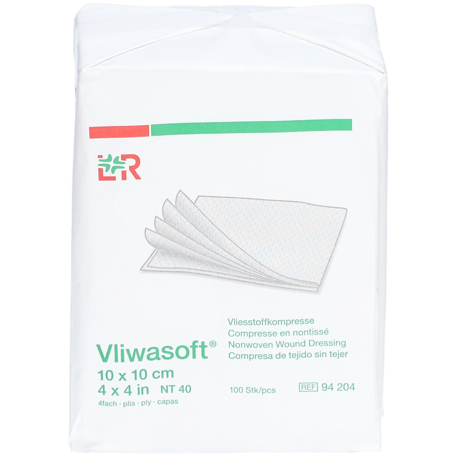 VLIWASOFT - Compresse en non tissé, non stérile. 10 cm x 10 cm (ref. 34535) - sachet 100