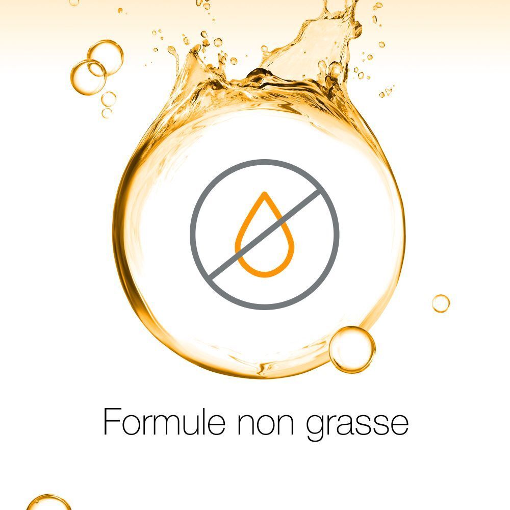 Graphique avec goutte jaune barrée. Texte : Formule non grasse.